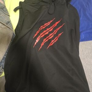 Guess Black Sleeveless Hoodie with Red Claw Graphic